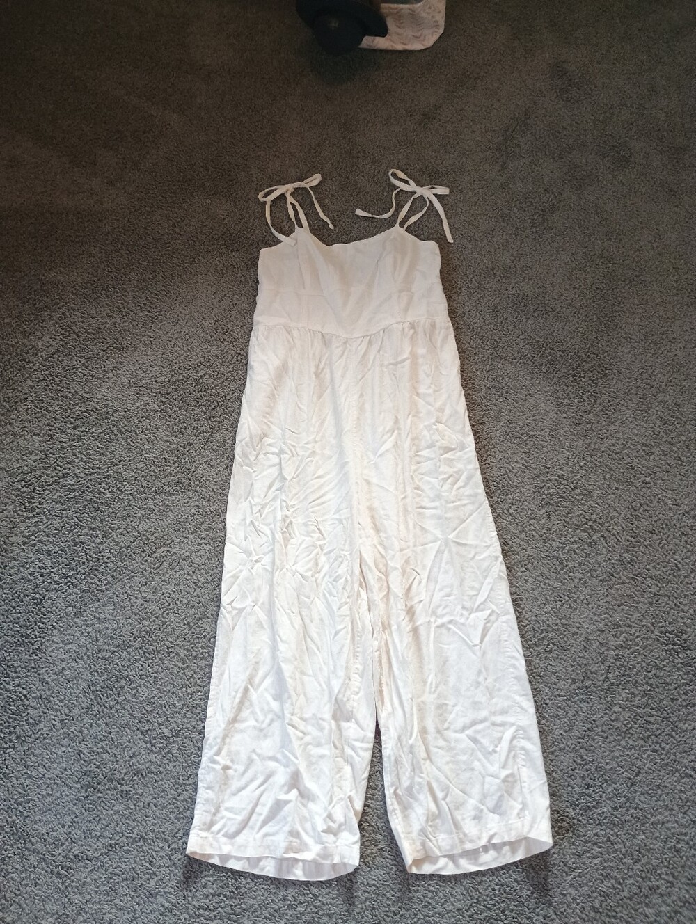 White Tie-Strap Wide Leg Jumpsuit